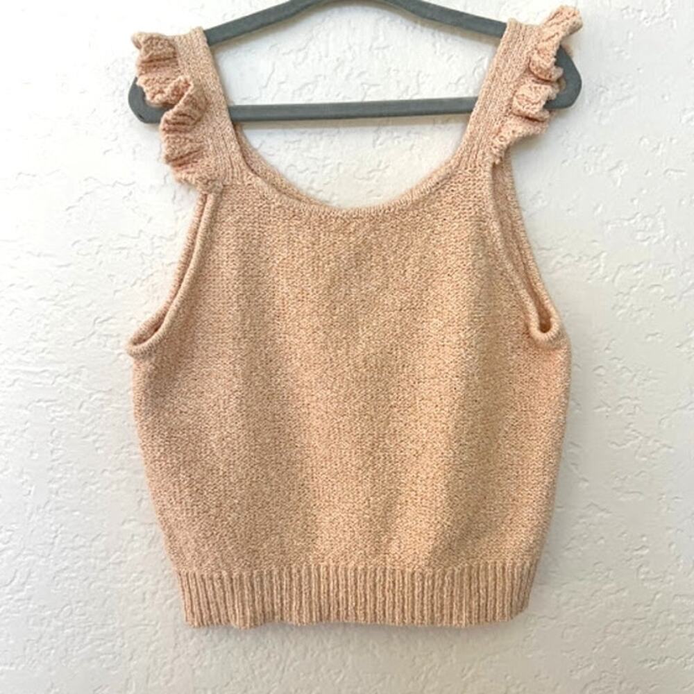 Rylee + Cru Kids Girls Collective Knit Tank 10-12Y Heathered Shell Ruffle Top